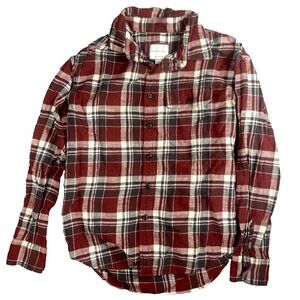 American Eagle Outfitters Maroon and White Plaid Shirt